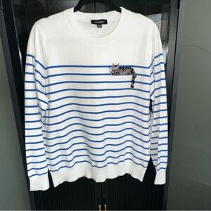 NWT 🐱Calligraphie by Anthropologie Women's Feline Crewneck Sweater Sz XL